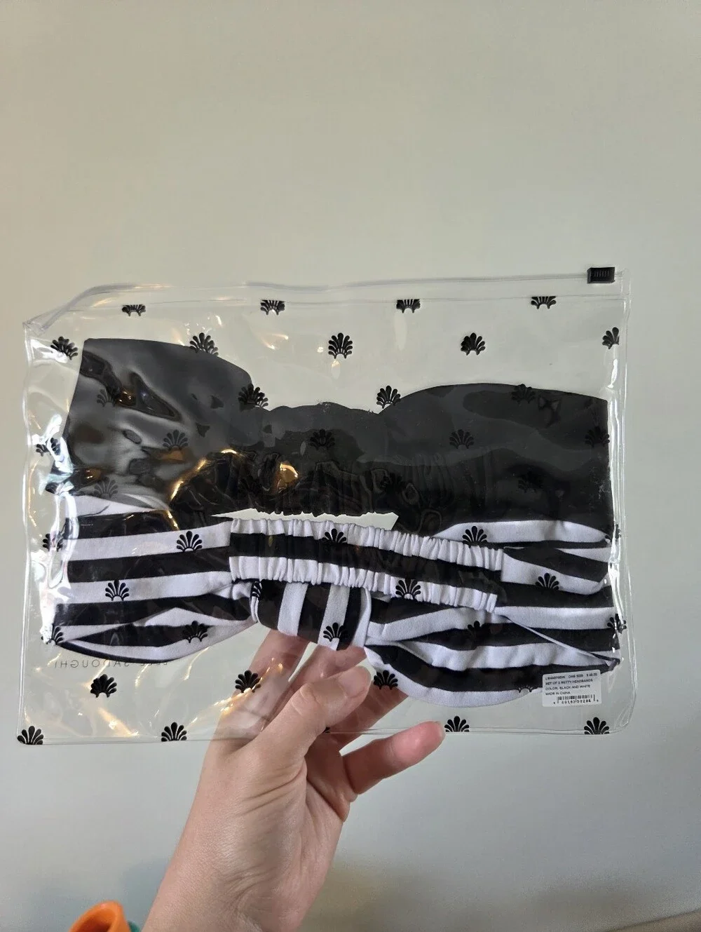 ​NWT Lele Sadoughi Set of 2 Betty Headbands Black & White Stripe